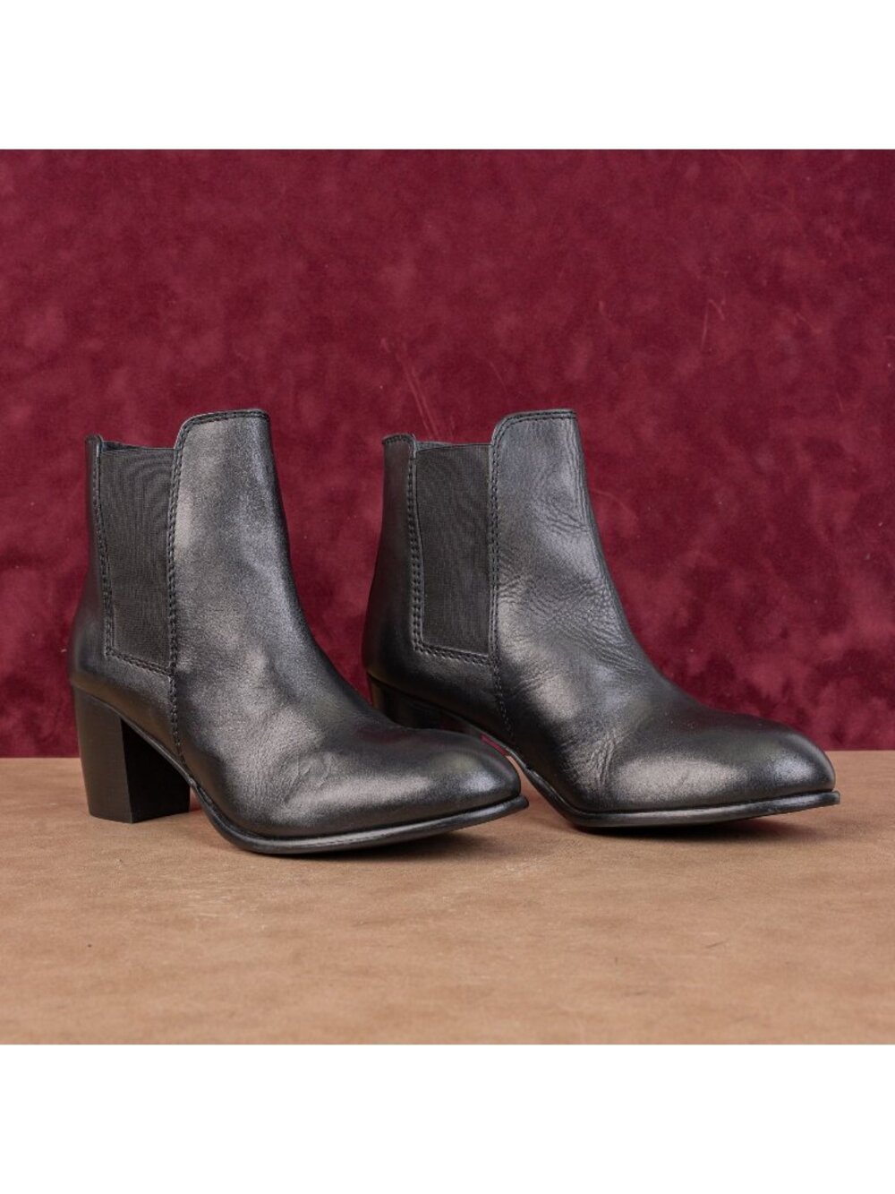 Diba True Women Vintage Retro 90s Black Leather Round Toe Ankle Boots sz 8